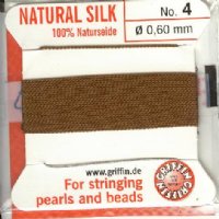 2 Meters of #4 Brown Griffin Silk Cord with Fixed Needle